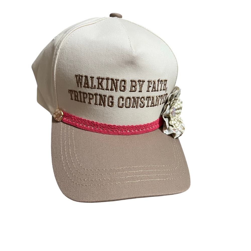 Women's Custom Hat Cap "Walking By Faith Tripping Constantly" NWT